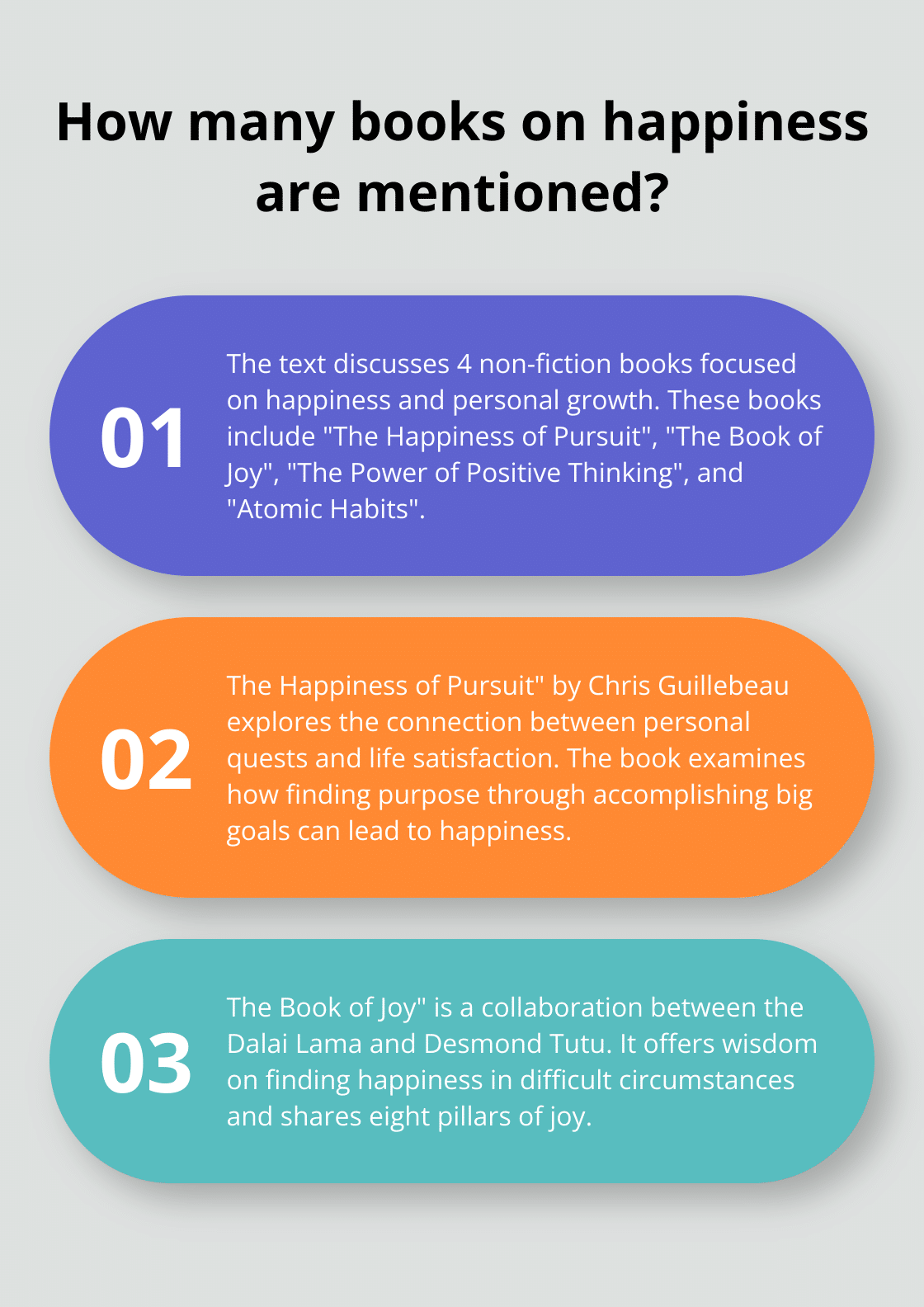 Infographic: How many books on happiness are mentioned? - good vibes books