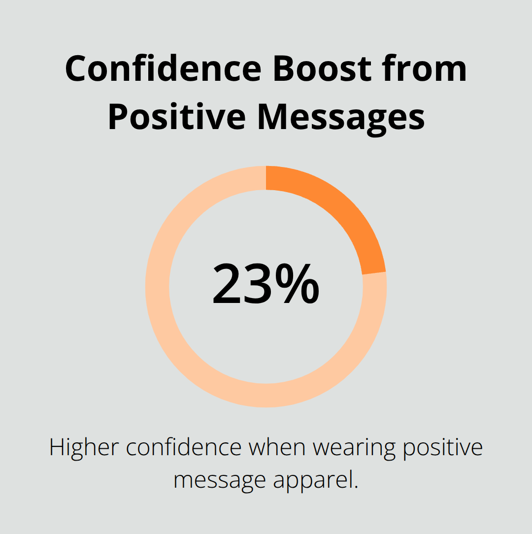 Chart showing a 23% confidence increase when wearing positive messages. - positivity tshirt