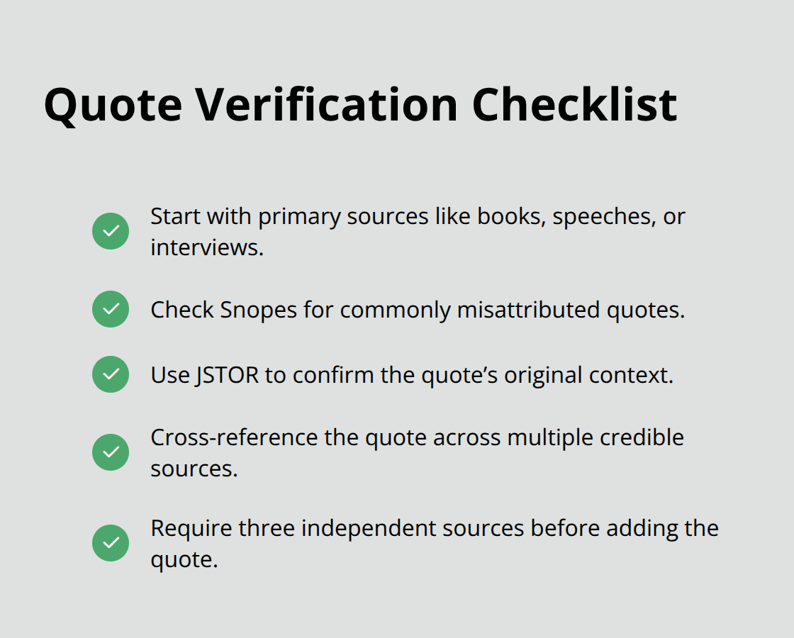 Checklist of steps to verify quote accuracy before sharing - famous quotes about positivity