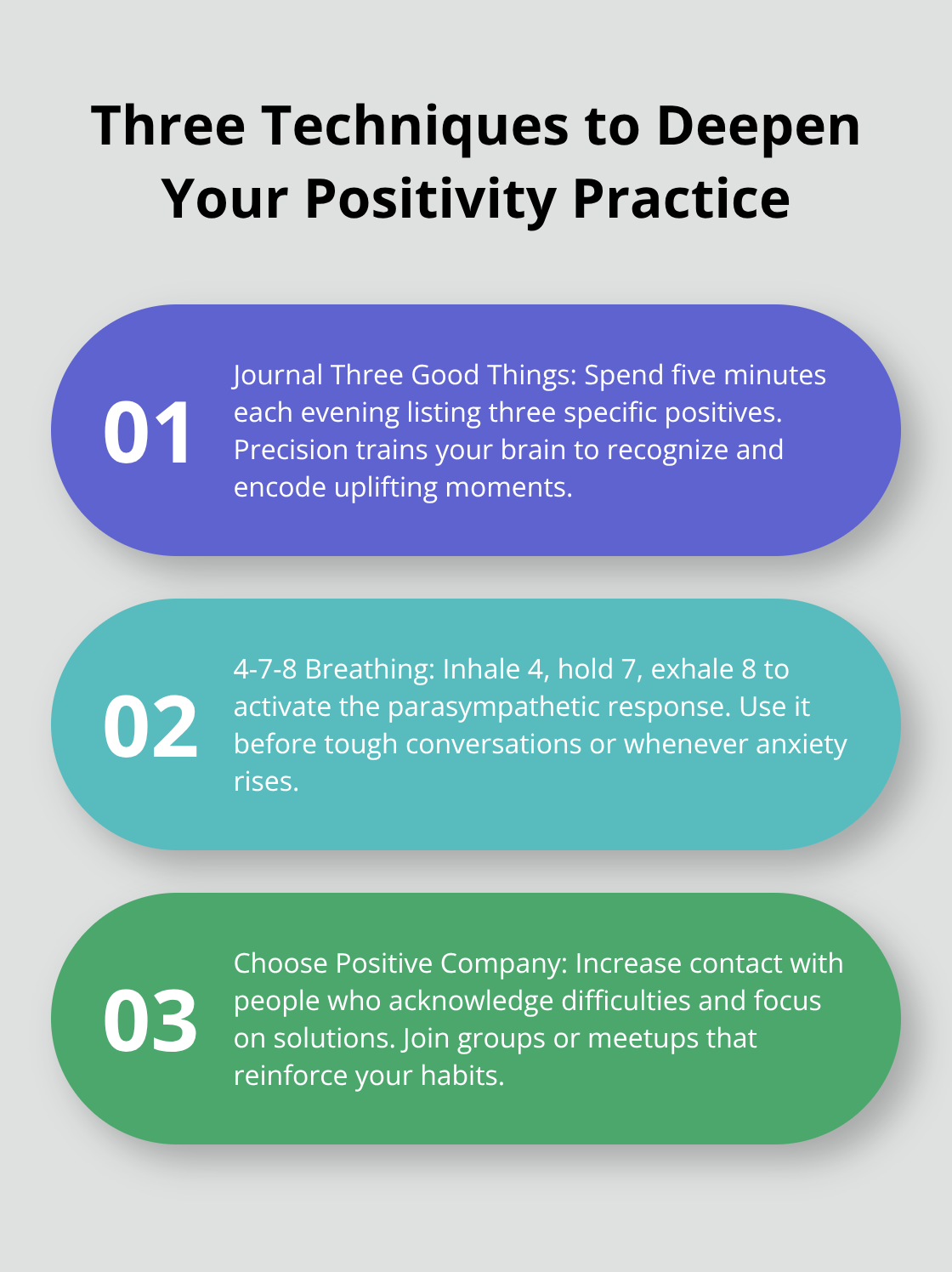 Three-step guide to deepen positivity: journaling, breathing, and positive relationships - radiate positivity