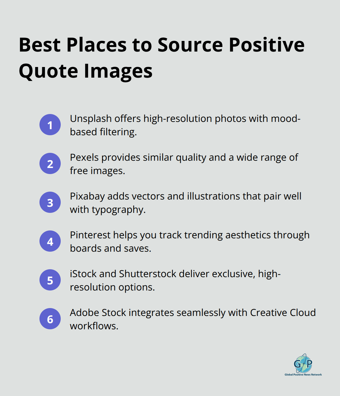 Compact list of top sources for positive life quote images