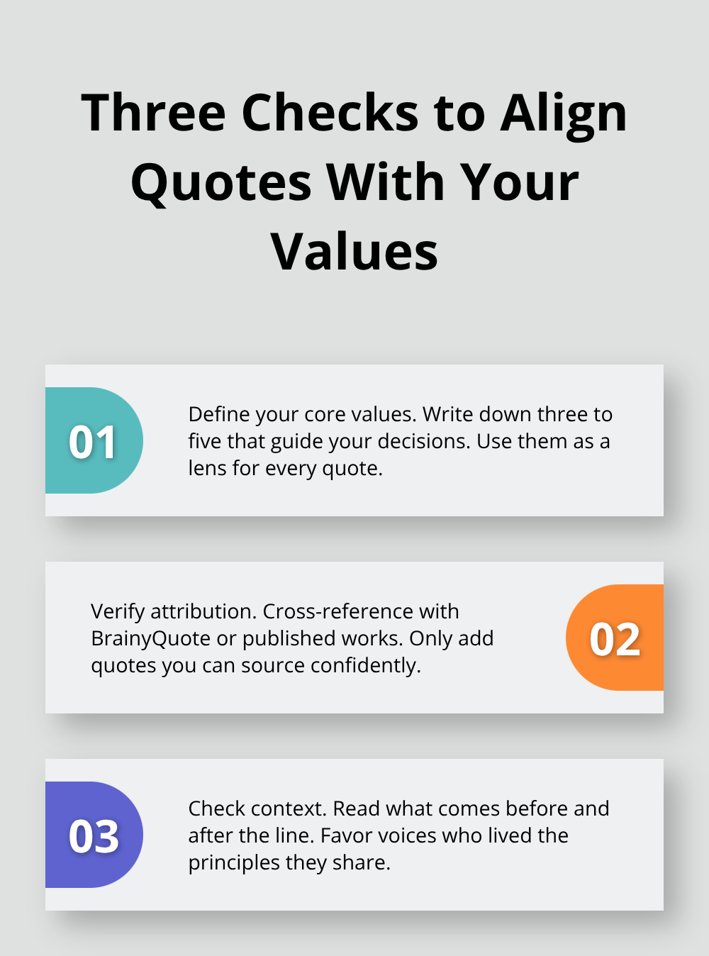 Three-step checklist for evaluating quotes against your values