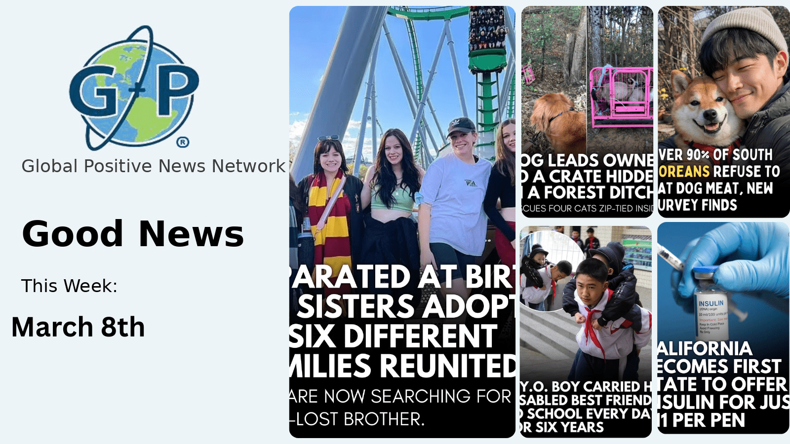 This week’s good news roundup. Seperated at birth, 6 sisters adopted by 6 different families