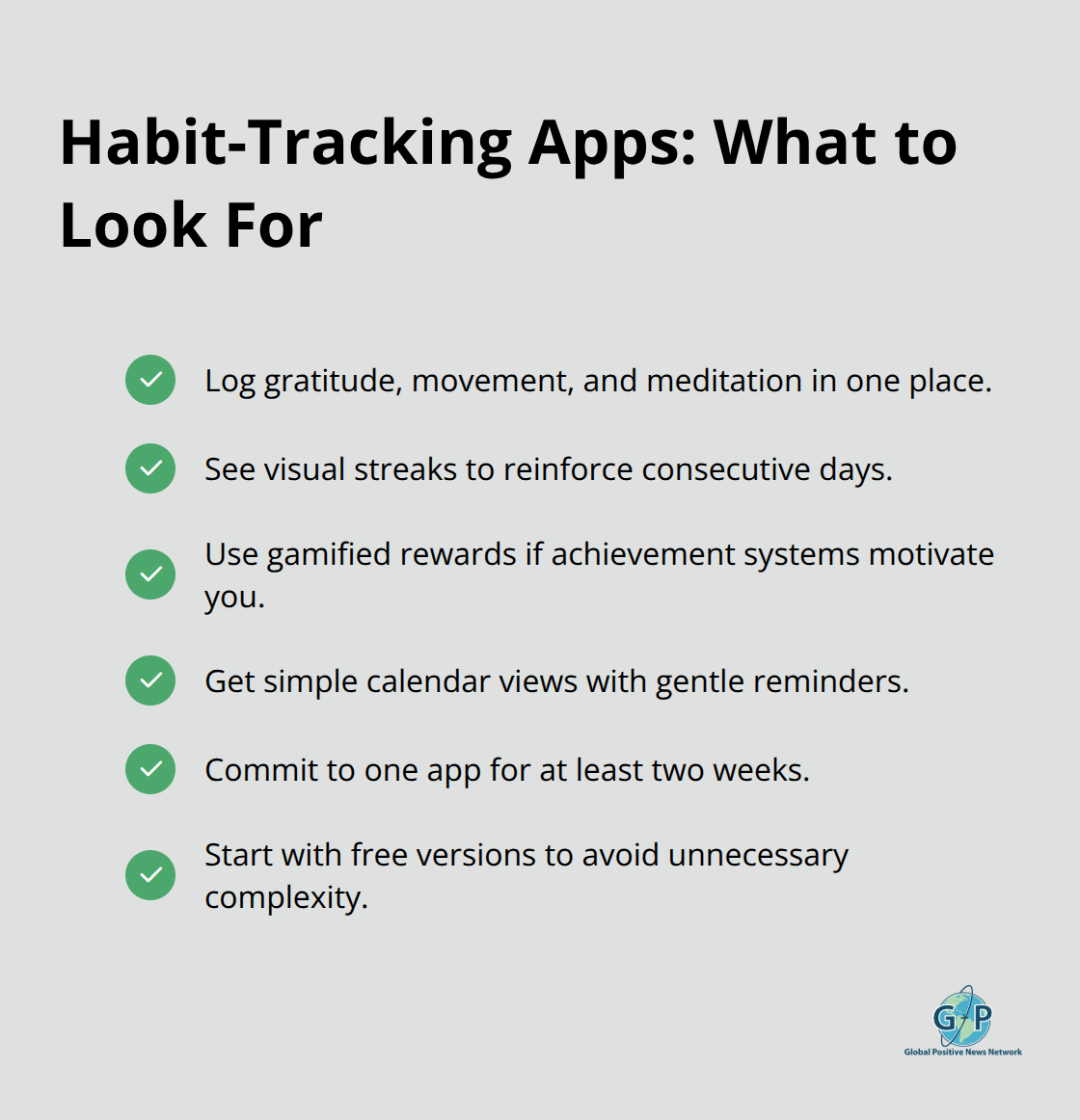 Checklist of essential features for tracking morning practices without overwhelm - Morning daily positivity