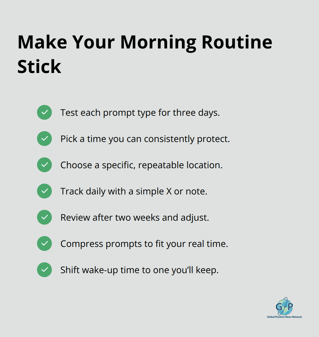 Action steps to build a consistent morning practice - daily positivity prompts