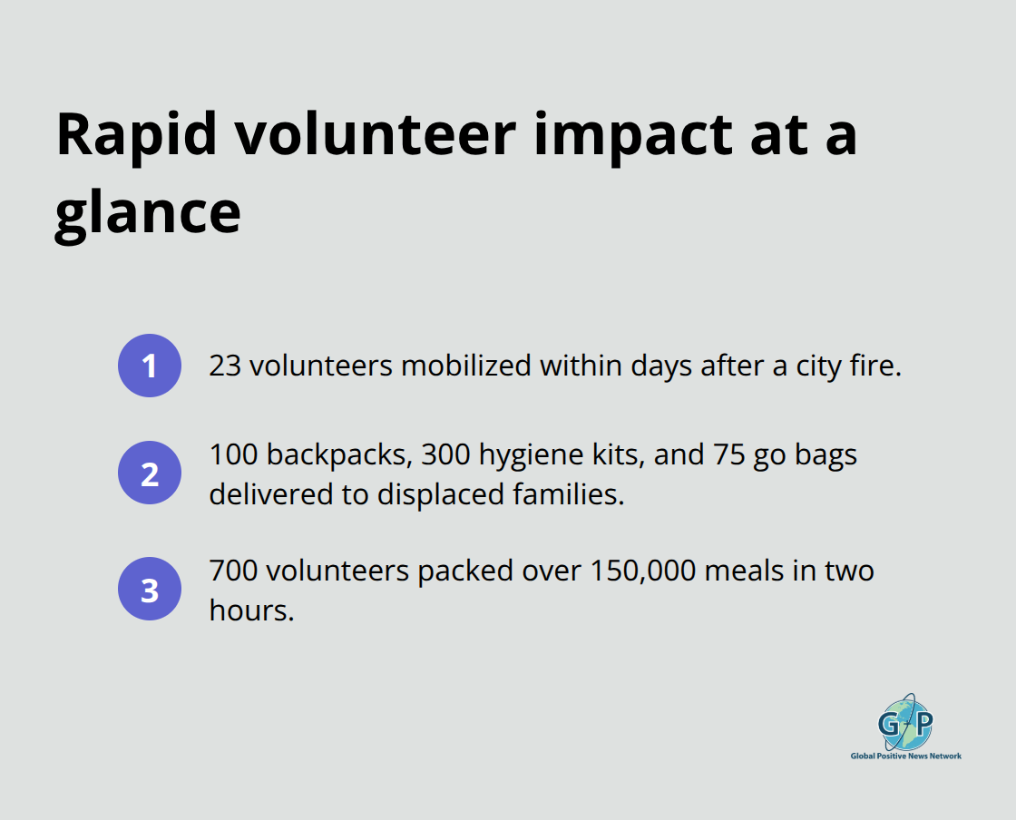 Compact snapshot of volunteer network outputs during crises - community impact stories