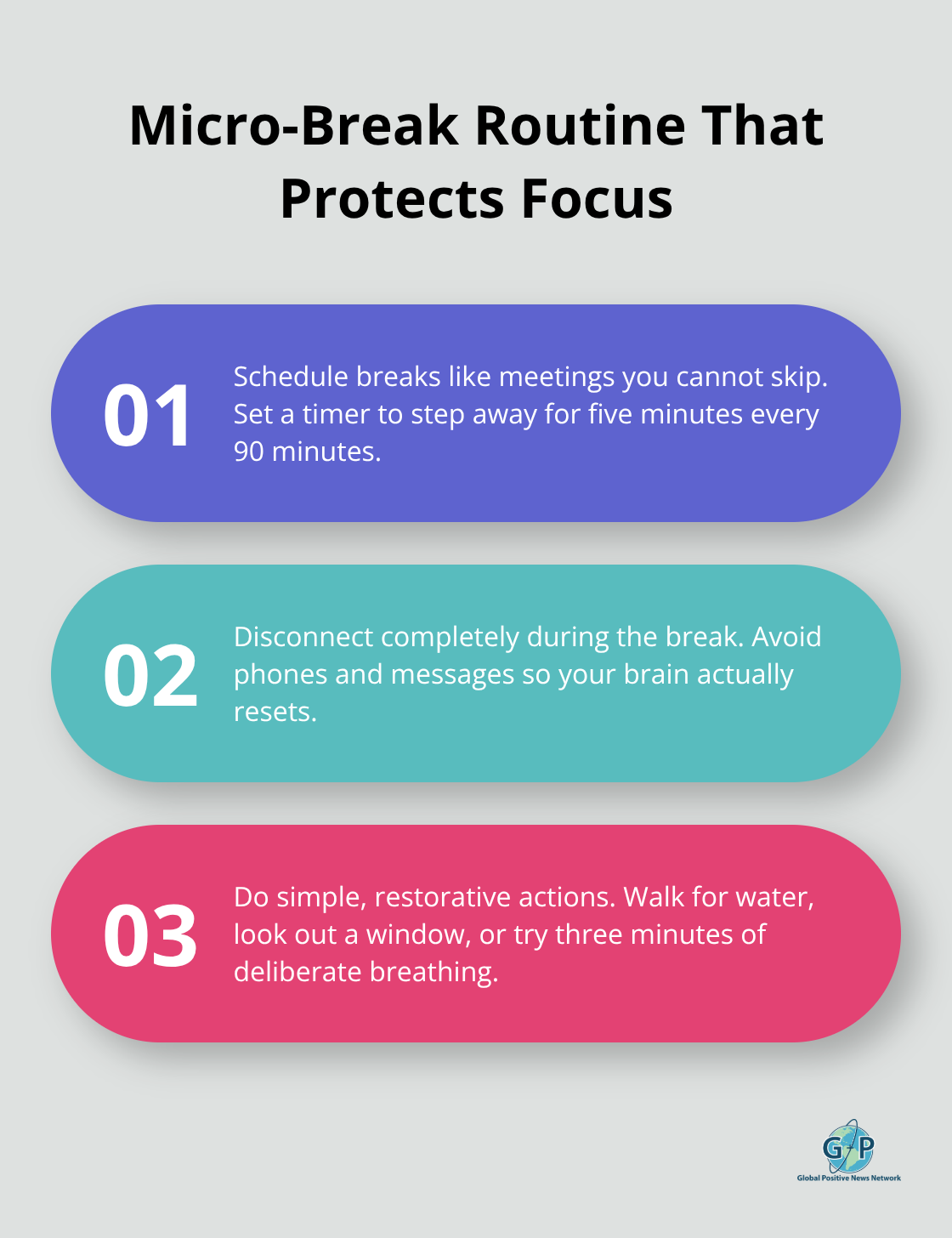 Three practical steps to implement effective micro-breaks at work - positivity reminders for work