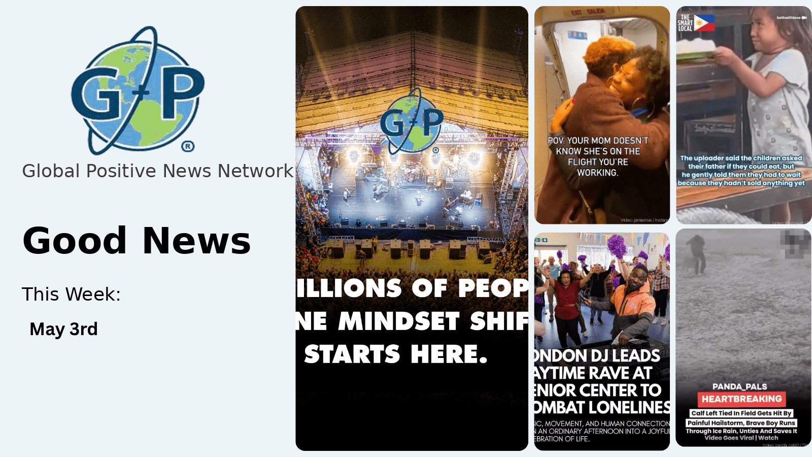 This week’s good news roundup. Global Positive News: Millions of people. One Mindset shift. We’re about to drop something big.