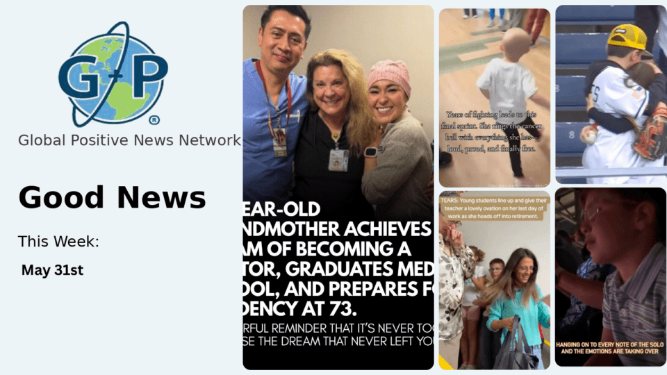 This week’s good news roundup. Global Positive News: 72-year-old-grandmother achieves dream of becoming a Doctor