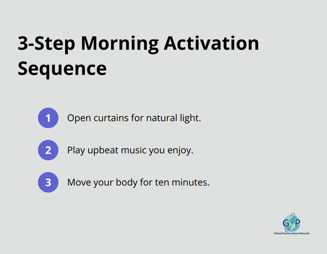 Simple steps to boost morning alertness with light, sound, and movement - Morning positivity rituals