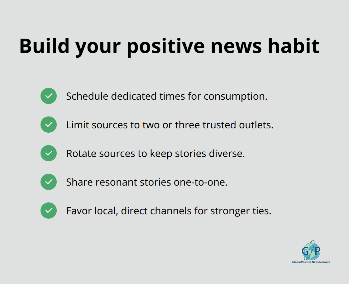 A five-step checklist to establish a sustainable positive news routine. - Positive news for readers
