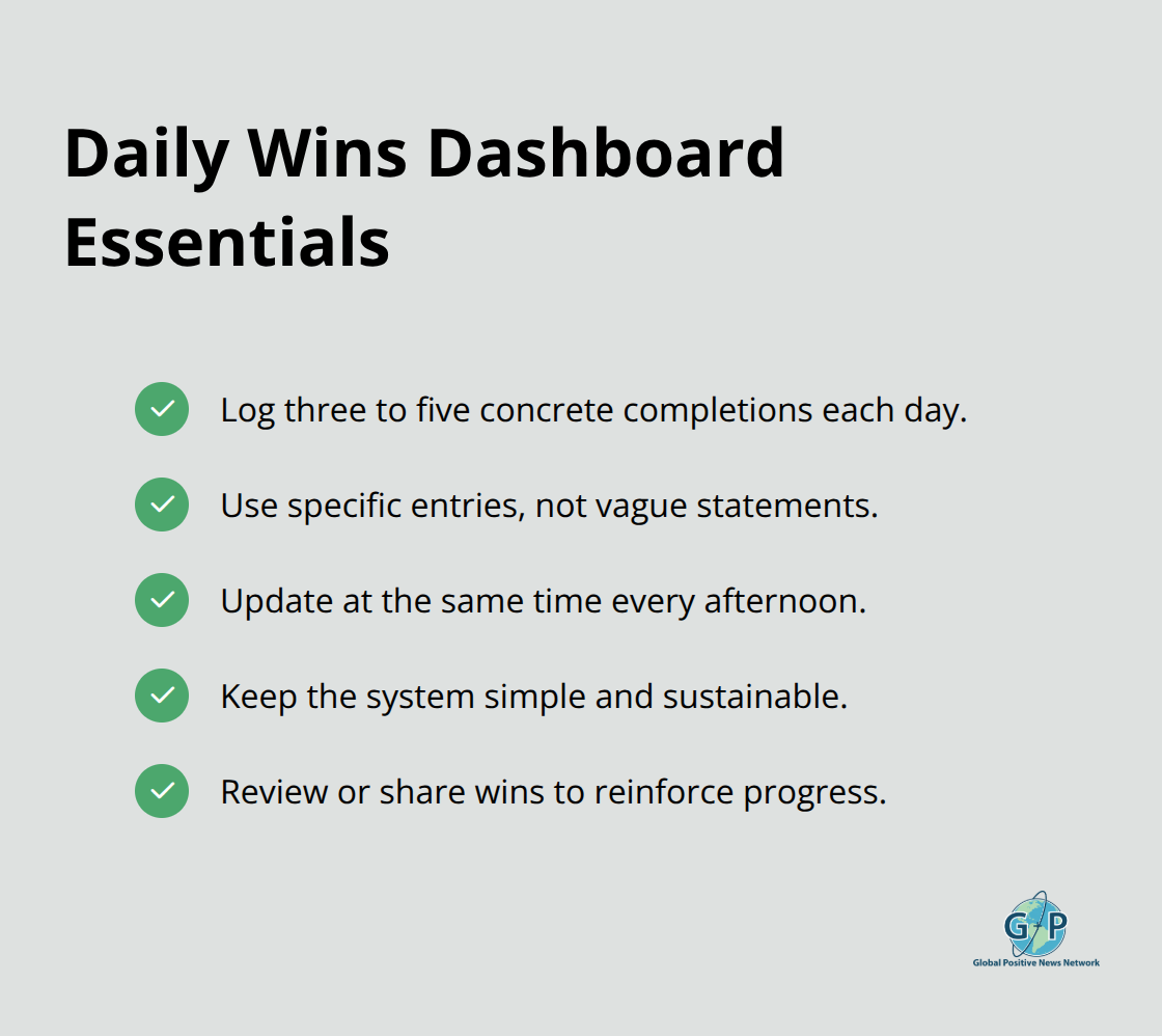 Checklist of practices to make progress visible every day