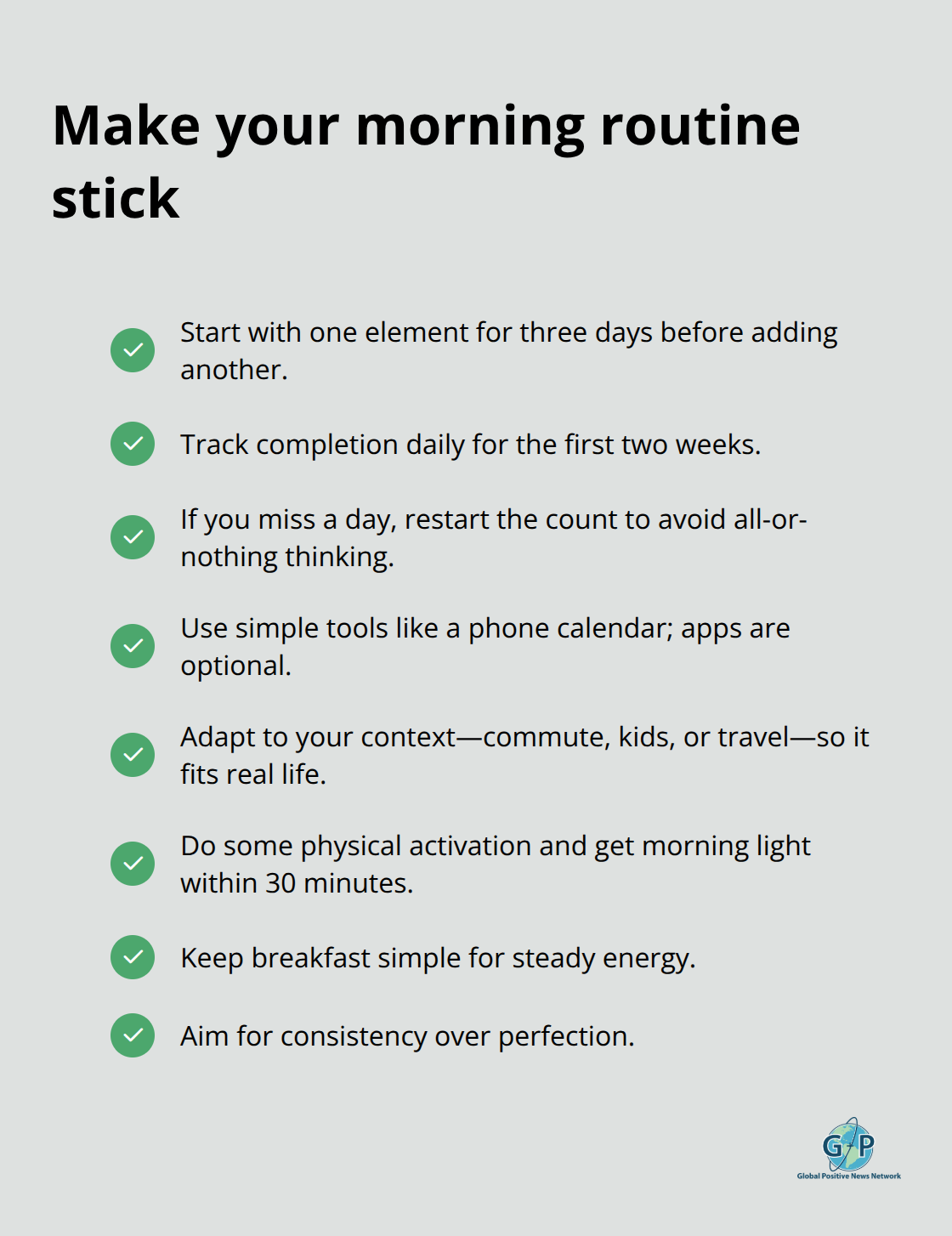 Practical ways to build a consistent, low-overwhelm morning habit