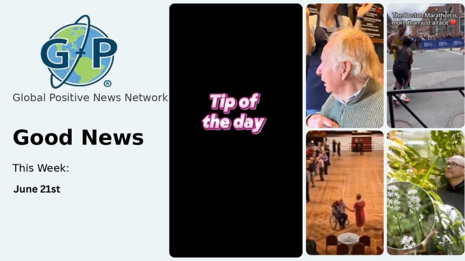This week’s good news roundup. Global Positive News: A million followers... all built around one simple belief: positive news matters.