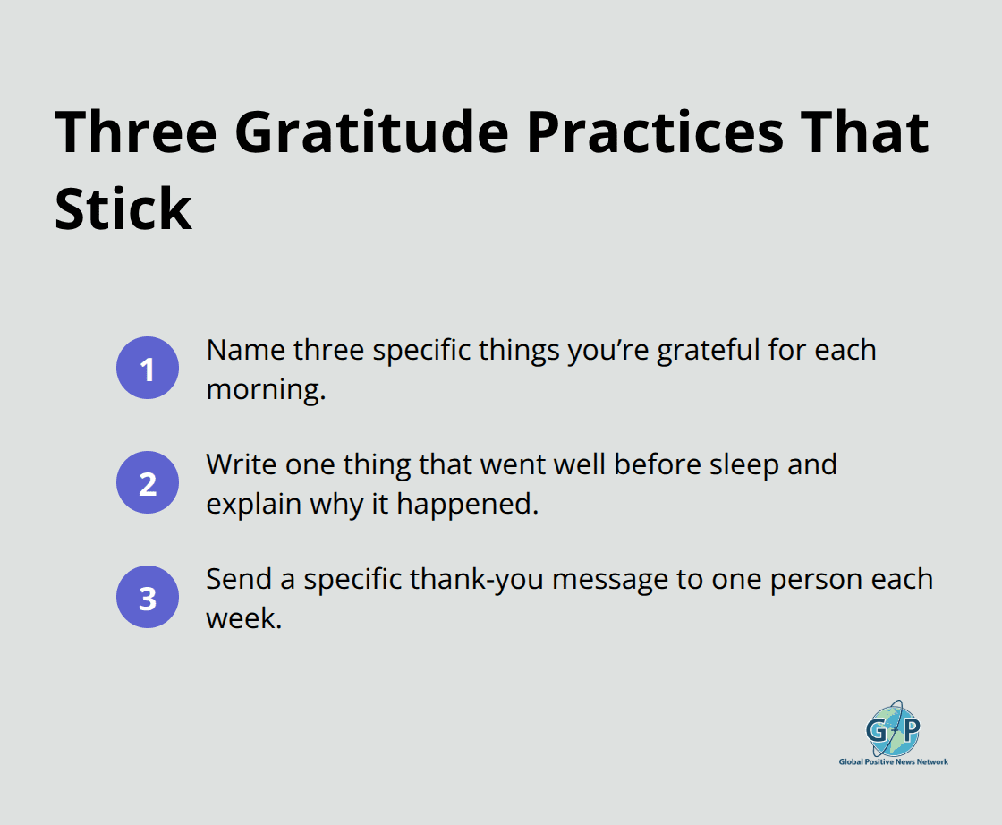 Compact list of three sustainable gratitude practices for daily life in the U.S. - Everyday Gratitude Practices