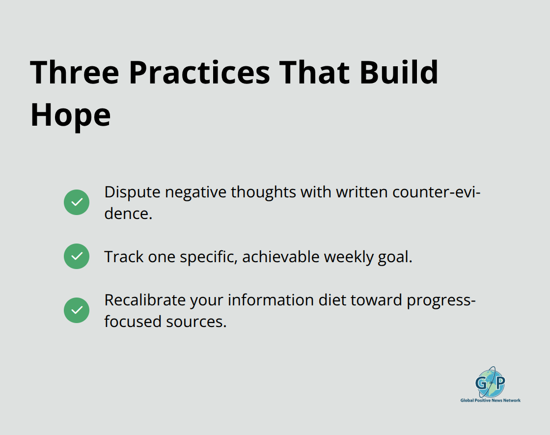 Checklist of core actions to develop a hopeful mindset.