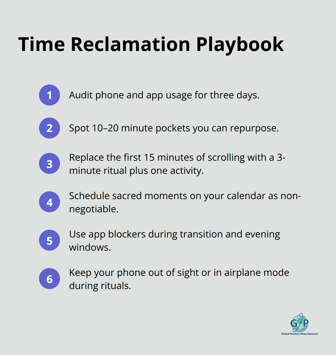 Six quick steps to reclaim time for sacred moments throughout your day. - Positive rituals