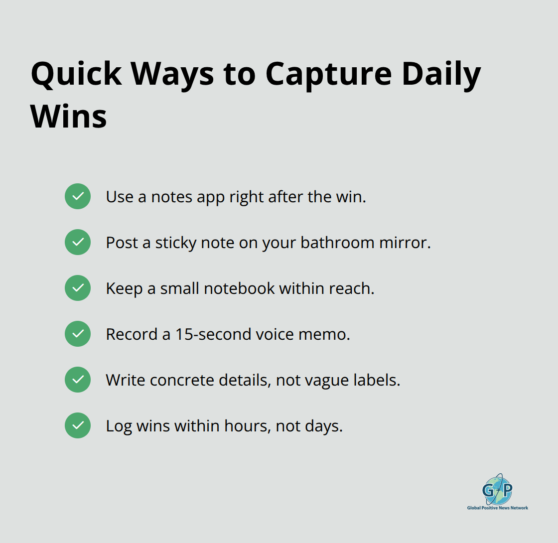 Checklist of low-friction methods to record wins - Celebration practices