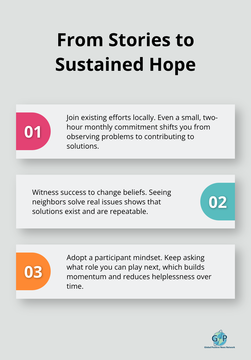 Three ways real-world stories convert spectators into participants and sustain hope.