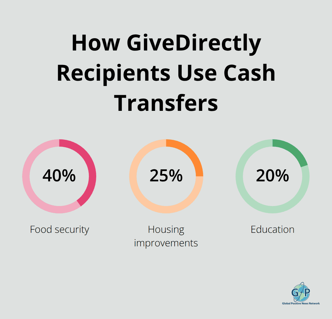 Spending breakdown reported by GiveDirectly recipients - positive news stories today