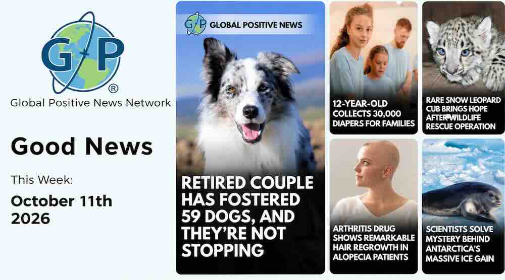 This week’s good news roundup. Global Positive News: Retired Couple Has Fostered 59 Dogs, and They're Not Stopping