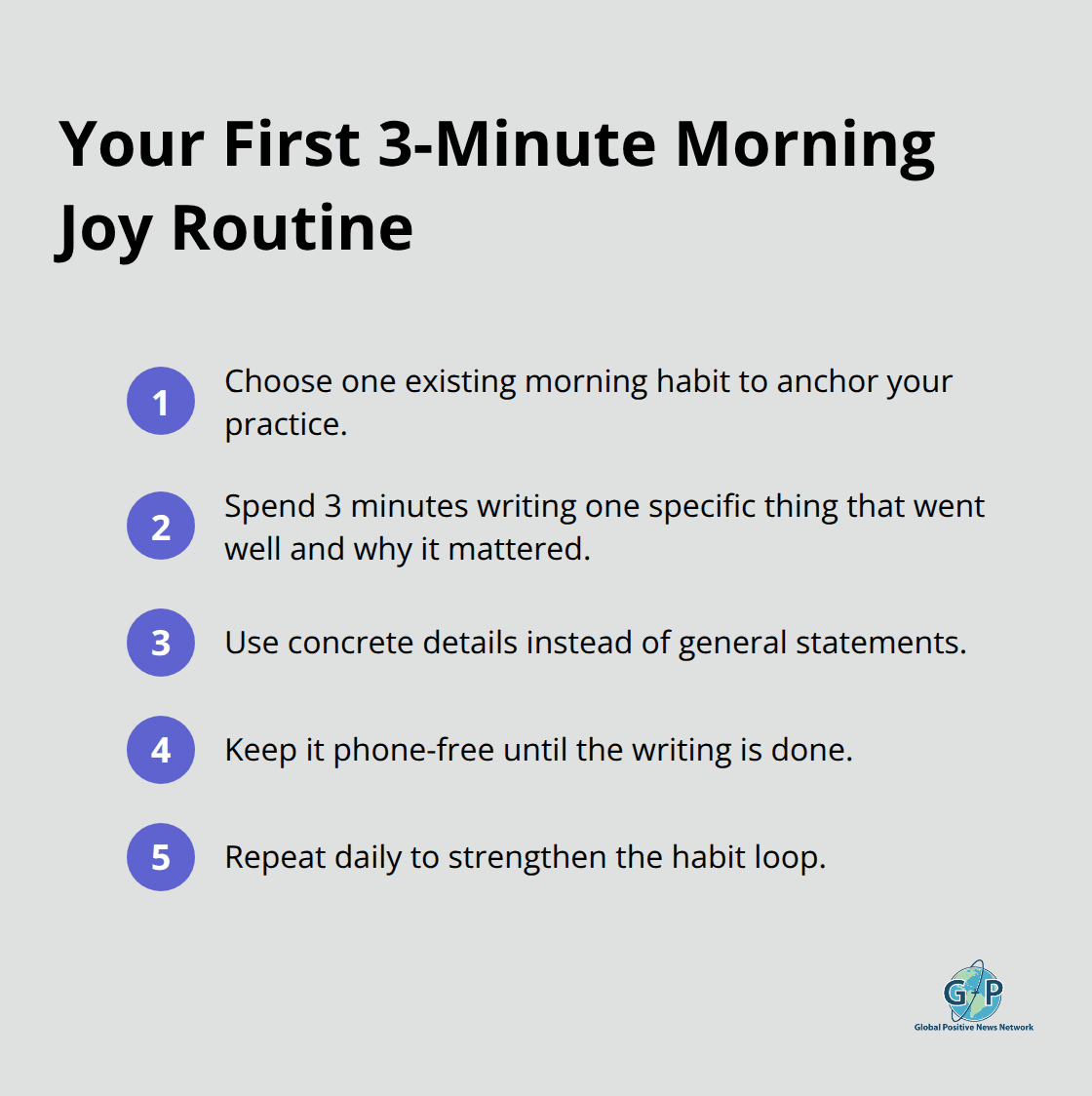 Compact steps to start a specific, phone-free morning joy practice. - Daily joy reminders