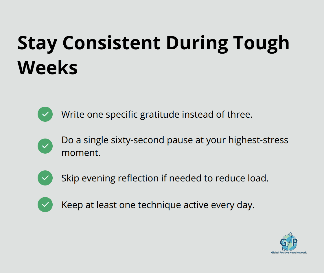 Scaled gratitude actions to maintain momentum when life gets difficult