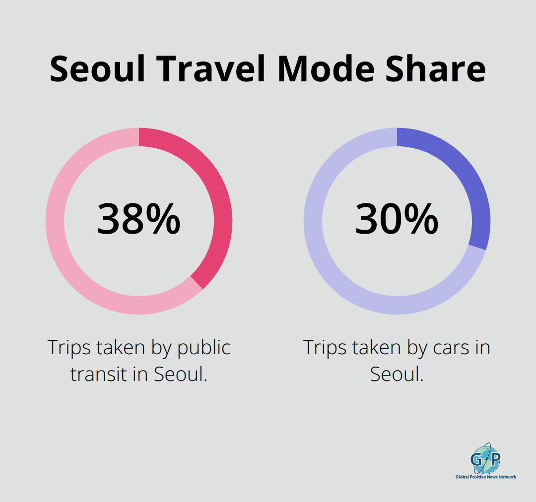 Chart comparing the share of trips by transit versus cars in Seoul. - smart cities hopeful tech